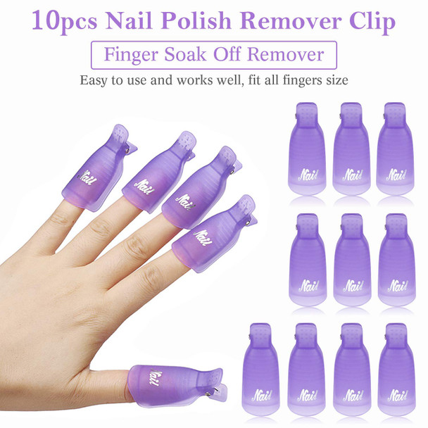 Makartt Gel Nail Polish Remover Clips Kit,With Double Ended Metal Cuticle Pusher,20 pcs Plastic Resuable Finger and Toe nail clips for removal Acrylic Nail Art Gel Polish Soak Off Cap Clip