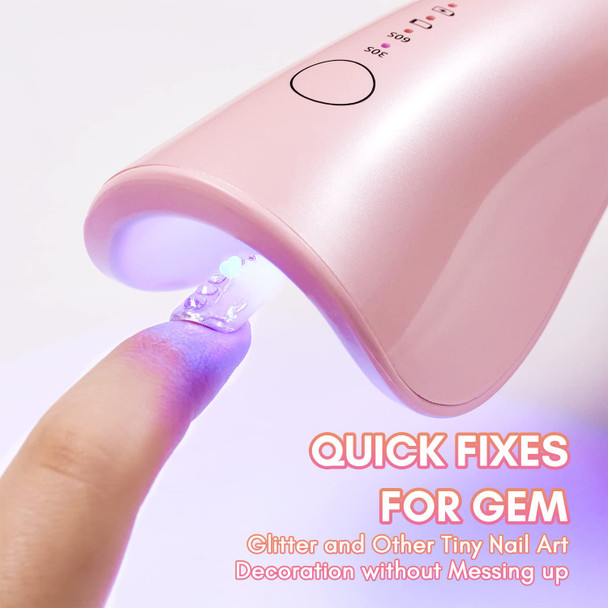 Makartt Mini UV LED Nail Lamp, Rechargeable UV Light for Nails Portable Nail Rhinestone Glue Gel Led Lamp Nail Charms Flash Curing Gel Polish Nail Dryer with 2 Timers Manicure Gel Lamp for Nail Art