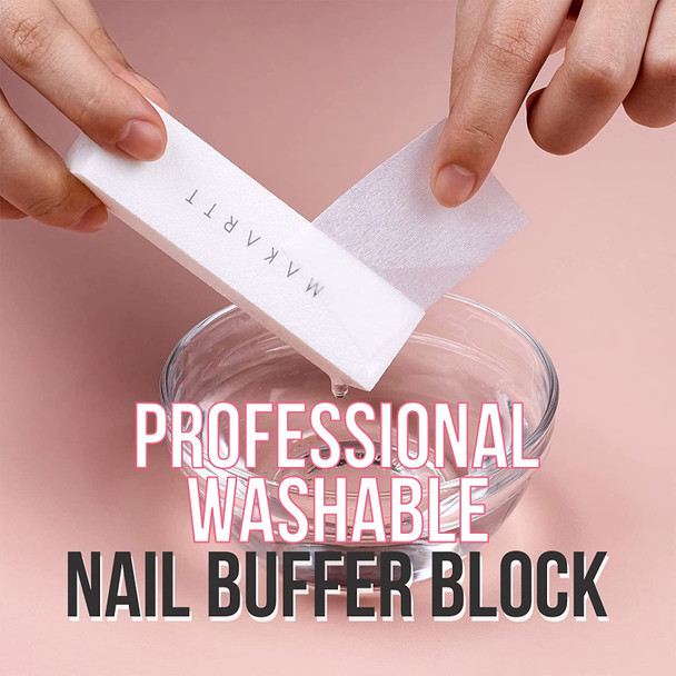 Makartt Nail Buffer Block 120Grit 4PCS Buffer for Acrylic Nails Washable White Manicure Natural Buffing Block Professional Durable Nail Buff for Beginners Pedicure Nail Block Ridges Nail File Buffer