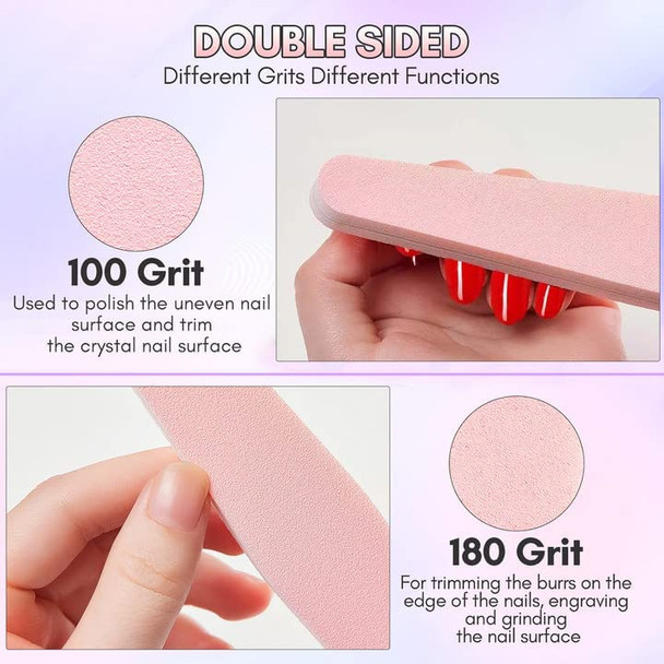 Makartt Nail Buffer Block Nail Prep Sponge Nail Files 100/180 Grit Pink Nail Sanding Buffer Bundle with Cuticle Trimmer with Cuticle Pusher, 3 PCS Pink Nippers