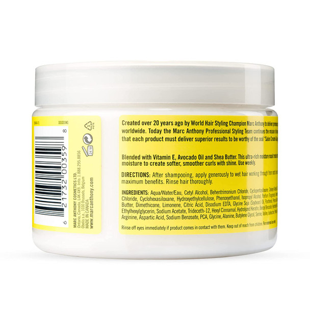 Marc Anthony Deep Hydrating Mask for Dry & Damaged Hair, Strictly Curls - Deep Hydration Treatment with Avocado Oil & Shea Butter Enhances Curls with a Soft Finish - Paraben-Free & Sulfate-Free