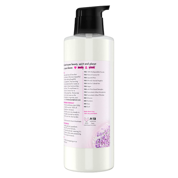 Love Beauty and Planet Waves and Curls Enhancer Conditioner Moisture and Bounce Hair Conditioner for Waves and Curls Rice Oil and Angelica Essence 100 percent Biodegradable Conditioner 32 oz