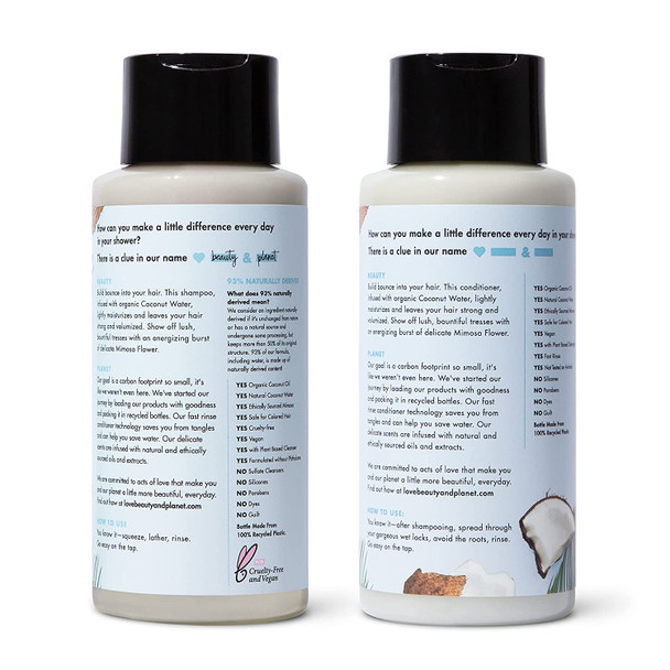 Love Beauty And Planet Volume and Bounty Thickening Shampoo and Conditioner For Hair Volume and Fine Hair Care Coconut Water & Mimosa Flower, Paraben Free, Silicone Free, and Vegan 13.5 oz 2 count Love Beauty And Planet Volume and Bounty Thickening Shampoo and Conditioner For Hair Volume and Fine Hair Care Coconut Water & Mimosa Flower, Paraben Free, Silicone Free, and Vegan 13.5 oz 2 count