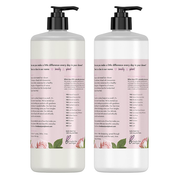 Love Beauty and Planet Blooming Color Sulfate-Free Shampoo and Conditioner for Color Treated Hair Murumuru Butter and Rose Vegan, Paraben-Free, Silicone-Free, Cruelty-Free 32.3 oz 2 Count