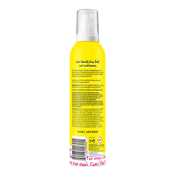 Marc Anthony Curl Enhancing Styling Foam, Extra Hold, Strictly Curls - Vitamin E & Silk Proteins Transforms Frizzy Hair To Full, Shiny, Defined Curls - Sulfate-Free Anti-Frizz Styling Mousse Product