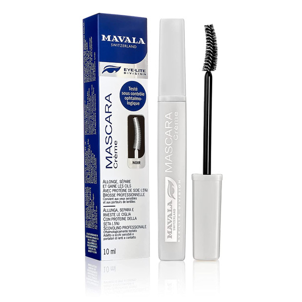 Mavala Mascara Creamy, Black | Thick, Glossy Look | Bold Colors | Makes Eyes Pop | Smear-Proof | Nourishes Lashes | Soft and Silky Texture | 0.32 Ounce