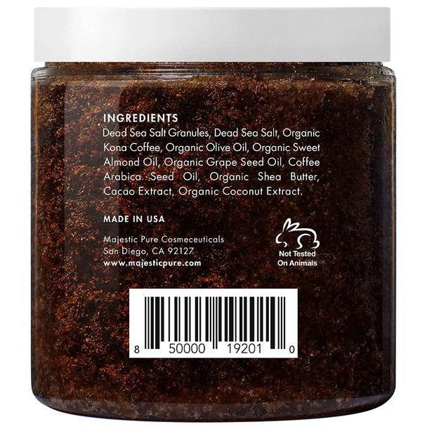 MAJESTIC PURE Arabica Coffee Scrub - All Natural Body Scrub for Skin Care, Stretch Marks, Acne & Cellulite, Reduce the Look of Spider Veins, Eczema, Age Spots & Varicose Veins - 10 Ounces