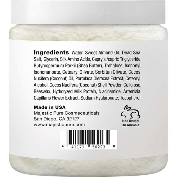 Majestic Pure Coconut Milk Body Scrub, Anti Cellulite & Exfoliator, Natural Skin Care Formula Helps with Stretch Marks, Eczema, Acne and Varicose Veins, 12 Oz