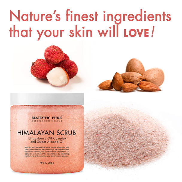 Himalayan Salt Body Scrub with Lingonberry, Exfoliating Salt Scrub to Exfoliate & Moisturize Skin, Deep Cleansing for Women and Men - 10 oz