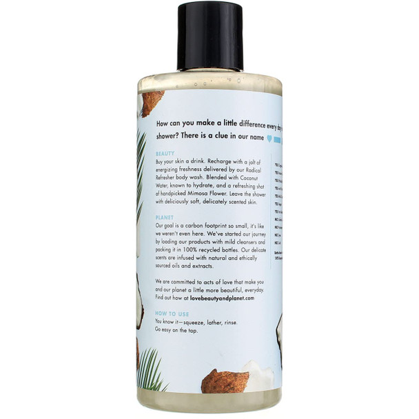 Beauty & Planet Radical Refresher Body Wash Coconut Water & Mimosa Flower 16.oz (pack of 2)