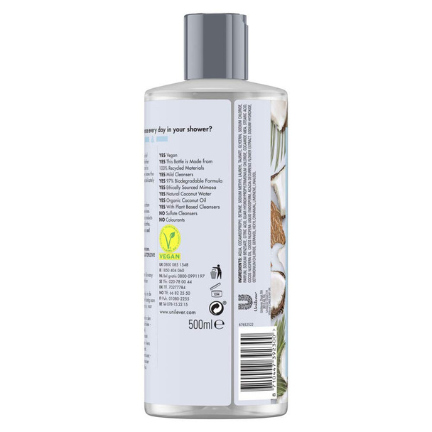 Love Beauty And Planet Vegan Shower Gel, Coconut Water and Mimosa Flower Shower Gel for Women, 4 month supply (6X500ml)