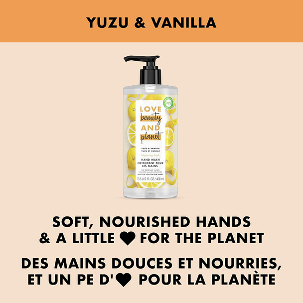 Love Beauty and Planet Hand Wash for Hand Skin Care Citrus Yuzu & Vanilla paraben- and Sulfate-Free, 400 Milliliters