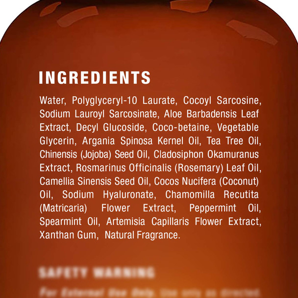 Majestic Pure Tea Tree Hand Soap - Liquid Hand Wash with Pure Aloe Vera, Rosemary & Spearmint - Hand Wash with Pump - Sulfate Free Formula -16 fl oz