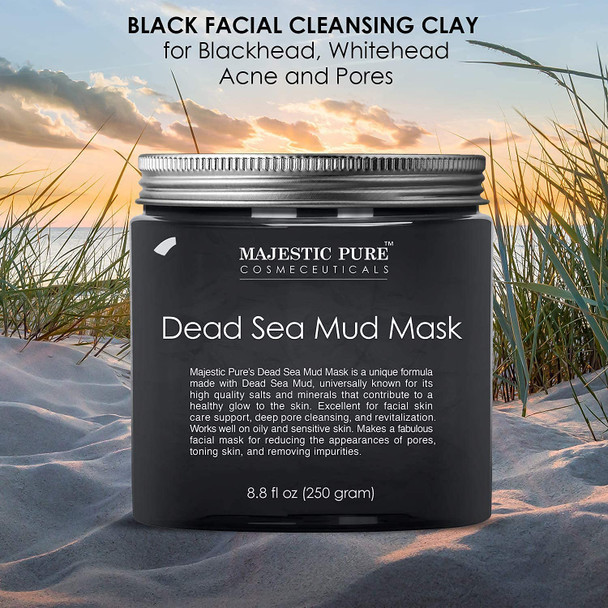 Majestic Pure Dead Sea Mud Mask and Himalayan Clay Mask Bundle  Natural Skin and Face Care for Women and Men