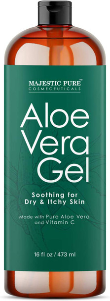 Majestic Pure Majestic Pure Aloe Vera Gel - from Pure and Natural Cold Pressed Aloe Vera, (Packaging May Vary) - 16 fl oz