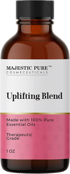 Majestic Pure Uplifting Essential Oil Blend | 100% Pure & Natural Therapeutic Grade Blend for an Uplifting Environment, Encourages Productivity | 1 Oz | Lemon, Rosemary, Eucalyptus, Ylang Ylang