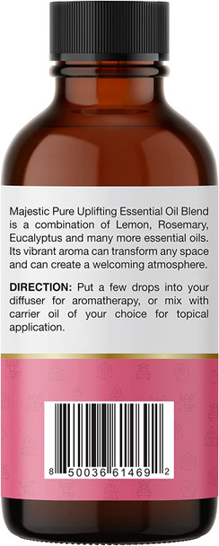 Majestic Pure Uplifting Essential Oil Blend | 100% Pure & Natural Therapeutic Grade Blend for an Uplifting Environment, Encourages Productivity | 1 Oz | Lemon, Rosemary, Eucalyptus, Ylang Ylang