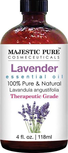 MAJESTIC PURE Lavender Essential Oil from Bulgaria, Therapeutic Grade, Pure and Natural Premium Quality Oil, 4 Fl Oz