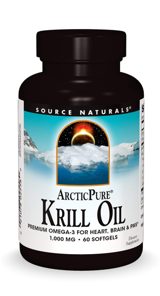 Source Naturals ArcticPure Krill Oil 1000 mcg Premium Omega-3 for Heart, Brain, and PMS - 60 Softgels