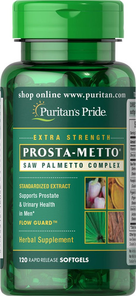 Prosta-Metto® Saw Palmetto Complex for Men, Prostate Support, 120 Count by Puritan's Pride®