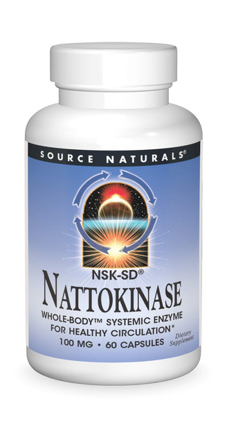 Source Naturals Nattokinase 100mg, Systemic Enzyme for Healthy Circulation, 60 Capsules