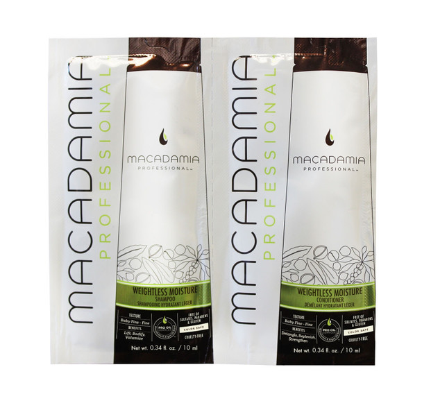 Macadamia Natural Weightless Moisture Shampoo & Conditioner Duo Foil Packet | 10 Ml