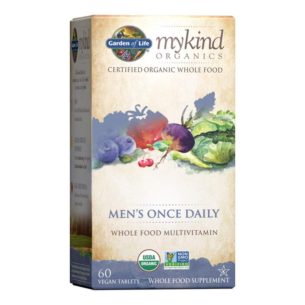 Garden Of Life Multivitamin For Men - Mykind Organic Men'S Once Daily Whole Food Vitamin Supplement Tablets, Vegan, 60 Count