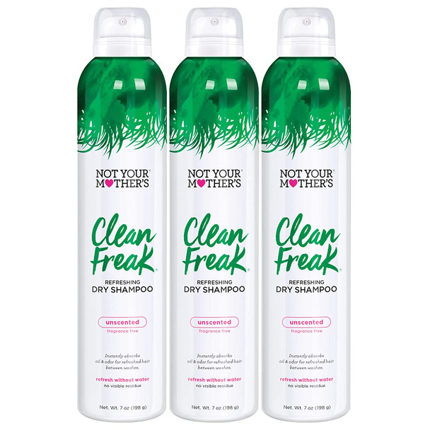 Not Your Mother's Clean Freak Unscented Dry Shampoo (3-Pack) - 7 oz - Refreshing Dry Shampoo - Instantly Absorbs Oil for Refreshed Hair