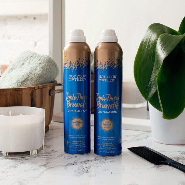 Not Your Mother's Triple Threat Brunette Dry Shampoo (2-Pack) - 7 oz - Tinted Dry Shampoo for Brunettes - Absorbs Excess Oil and Extends Hair Color