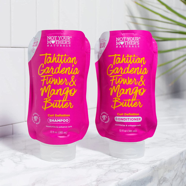 Not Your Mother's Naturals Curl Definition Shampoo, Conditioner, and Hair Detangler (3-Pack) - Tahitian Gardenia Flower & Mango Butter - Moisturize and Enhance Curls