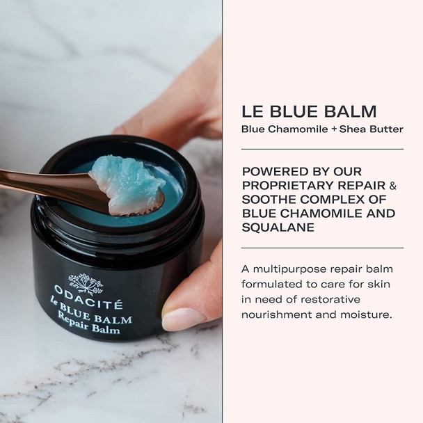 ODACITE Skin Care - Face Moisturizer - Le-Blue Balm Repair Balm, Blue Chamomile & Shea Butter - Multipurpose Anti-Aging for Soft, Healthy & Nourished Skin - Mature, Dry or Sensitive Skin