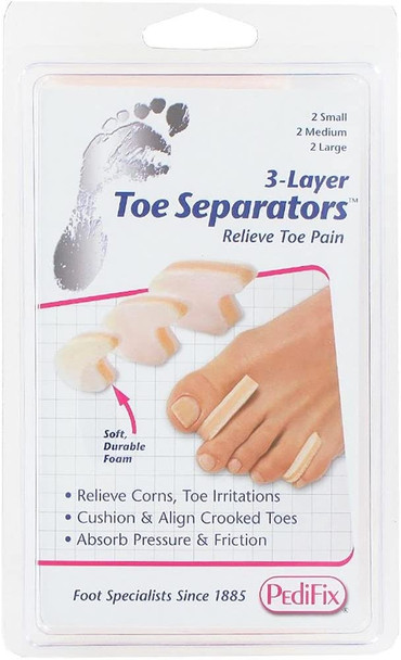 PediFix 3-Layer Toe Separators Medium 6/Pack