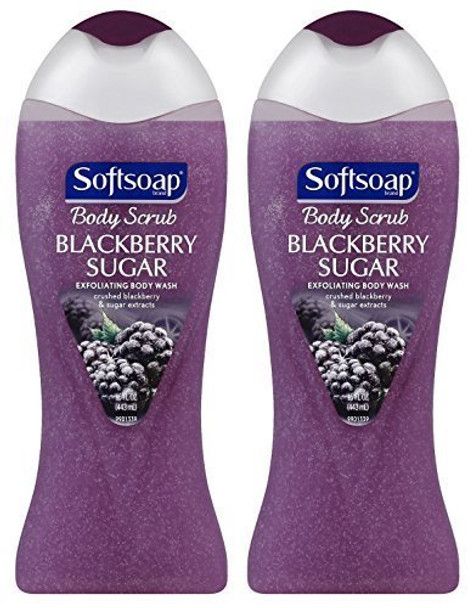 Softsoap Body Scrub - Exfoliating Body Wash - Blackberry Sugar - Crushed Blackberry & Sugar Extracts - Net Wt. 15 FL OZ (443 mL) Per Bottle - Pack of 2