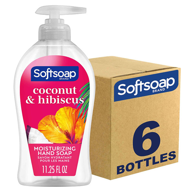 Softsoap Coconut & Hibiscus Scent Hydrating Liquid Hand Soap, Liquid Hand Soap, 11.25 Ounce, 6 Pack