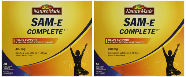 Nature Made SAM-e Complete 400 mg - 2 Boxes, 60 Enteric Tablets Each