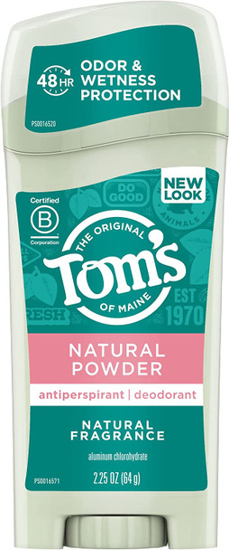 Tom's of Maine Antiperspirant Deodorant for Women, Natural Powder, 2.25 oz. (Packaging May Vary)