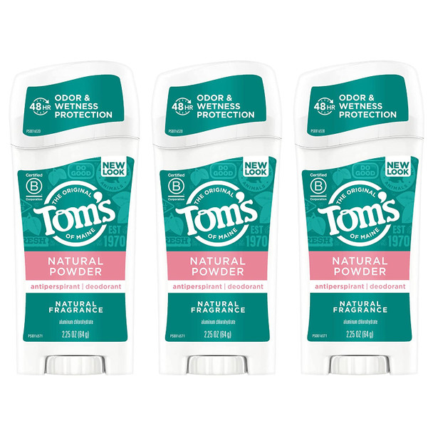 Tom's of Maine Antiperspirant Deodorant for Women, Natural Powder, 2.25 oz. 3-Pack