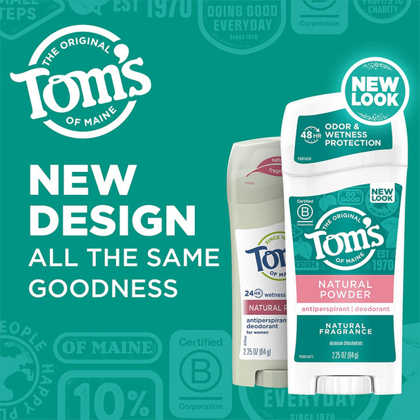 Tom's of Maine Antiperspirant Deodorant for Women, Natural Powder, 2.25 oz. 3-Pack