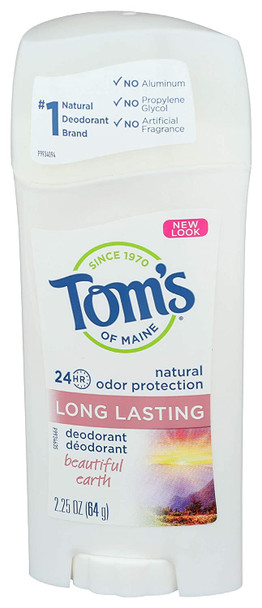 Tom's Of Maine Natural Deodorant Stick, Aluminum Free, Long Lasting, Beautiful Earth, 2.25 Ounce