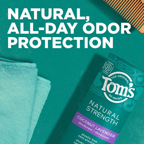 Tom's of Maine Natural Strength Plastic-Free Aluminum-Free Deodorant, Coconut Lavender, 2 oz. (Packaging May Vary)