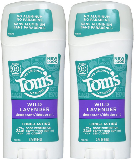 Tom's of Maine Long-Lasting Aluminum-Free Natural Deodorant for Women, Lavender, 2.25 Ounce (Pack of 2)