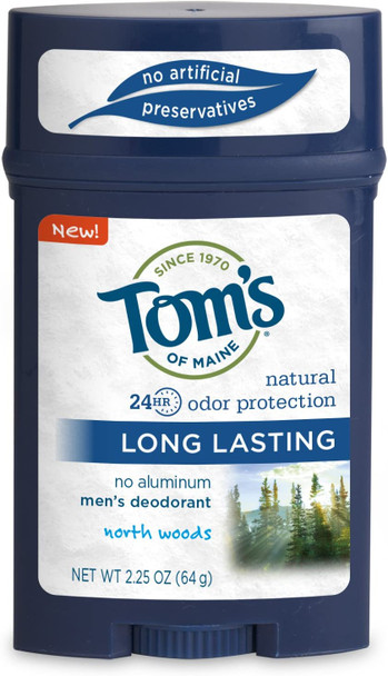 Tom's of Maine US03617A 24-Hour Men's Long Lasting Natural Deodorant, North Woods, 2.25 Ounce, 18 Count