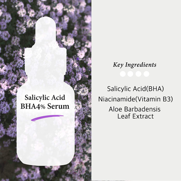 Salicylic Acid 4% Exfoliant Facial Serum with Niacinamide - BHA for Peel, Acne Spot Treatment, Pore Cleaner, Pore Refining, Resurfacing, + Alcohol Free, 1 Fl Oz (30ml)