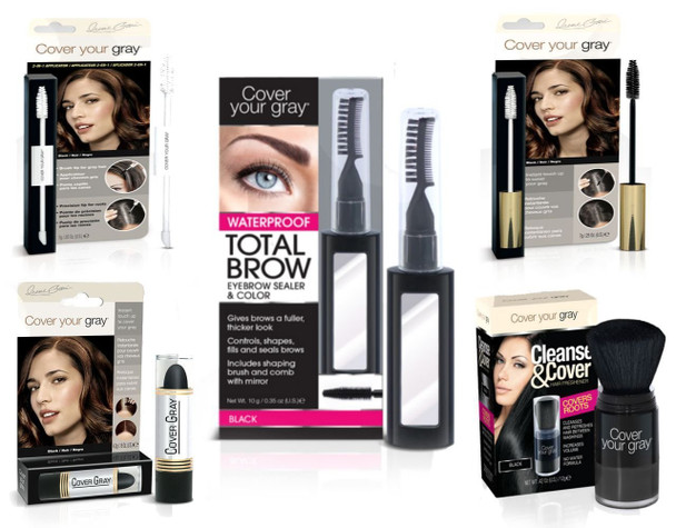 Cover Your Roots Head and Brow Gray Coverage 5 Piece Set - Black