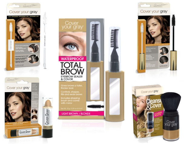 Cover Your Roots Head and Brow Gray Coverage 5 Piece Set - Light Brown/Blonde