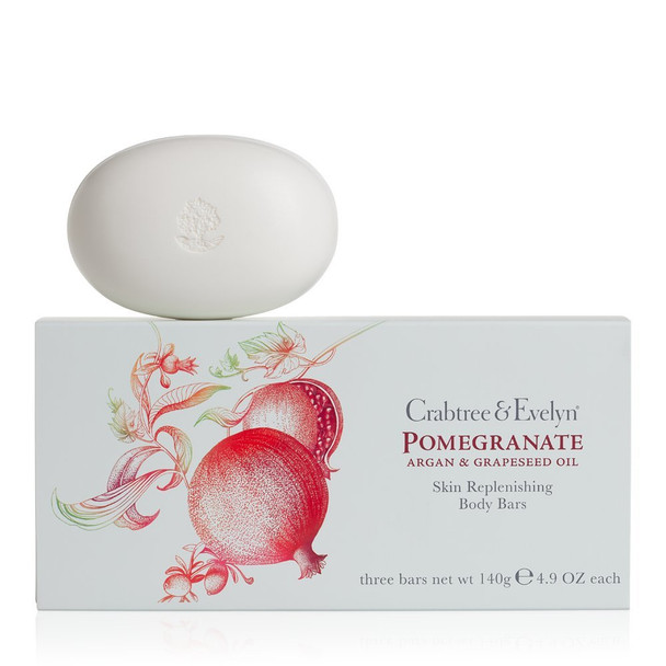 Crabtree & Evelyn Scented Body Bar Set, Pomegranate, Argan and Grapeseed, 4.9 oz