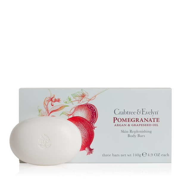 Crabtree & Evelyn Scented Body Bar Set, Pomegranate, Argan and Grapeseed, 4.9 oz