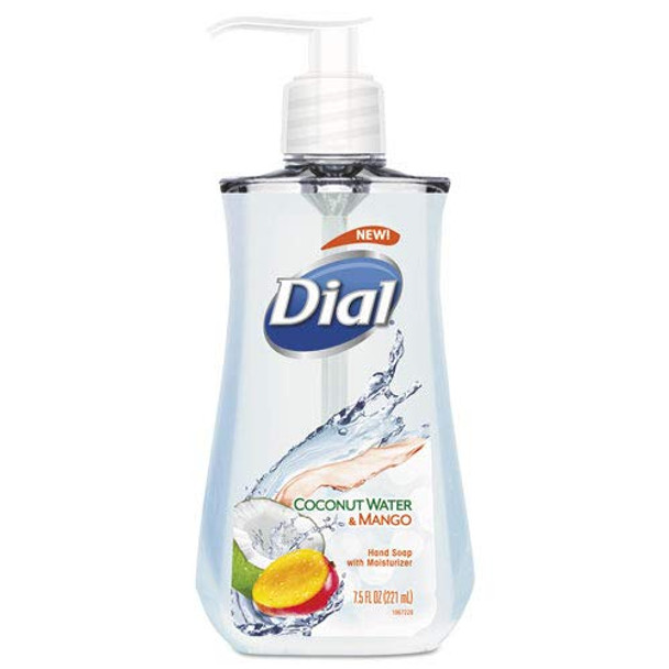 Dial Antimicrobial Liquid Soap, 7.5 oz. Pump Bottle, Coconut Water & Mango, 12/Case