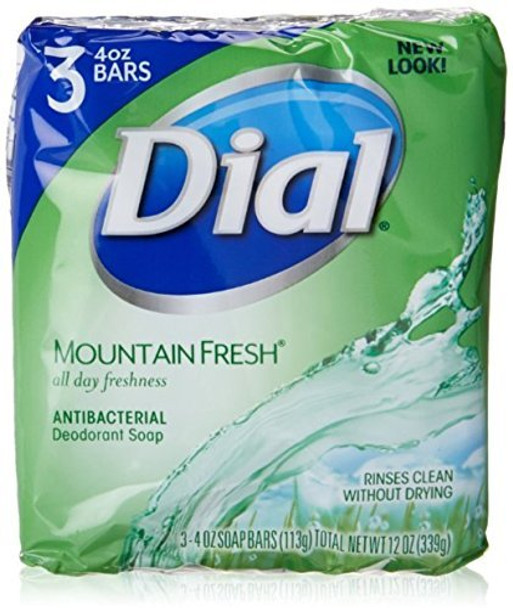 Dial Mountain Fresh Antibacterial Deodorant Bar Soap 3, 4 oz Soap Bars (Packs of 6)
