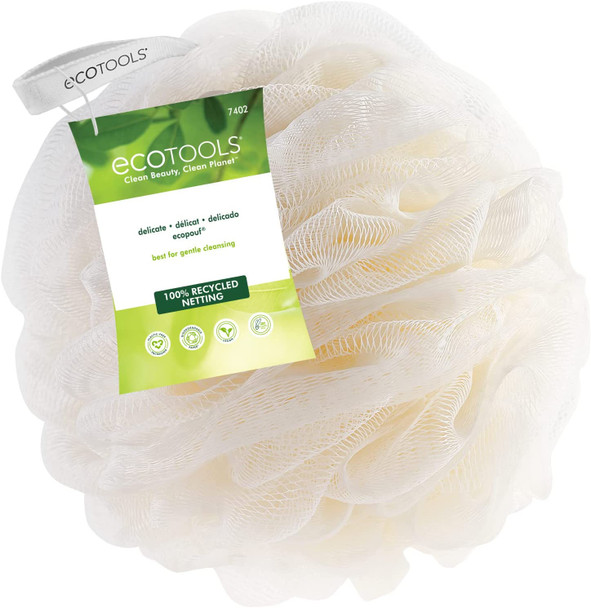 EcoTools Recycled Delicate Bath Sponge Body Scrubber Cleaning Loofah for Shower and Bath - in Assorted Colors, Green, White, Pink, and Gray (Pack of 6) - Perfect for Men & Women